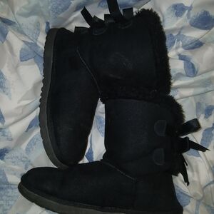UGG Black Ankle Boots with Bows